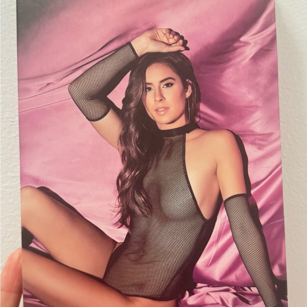 Black Mesh Bodysuit with Long Gloves